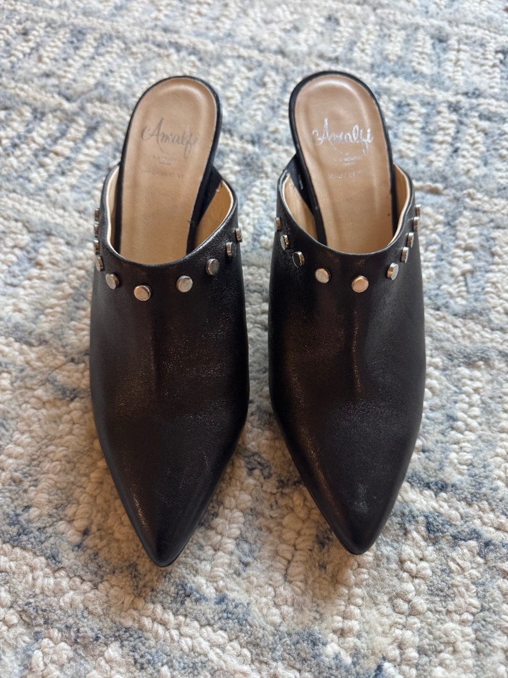 Amalfi black silver studded heels